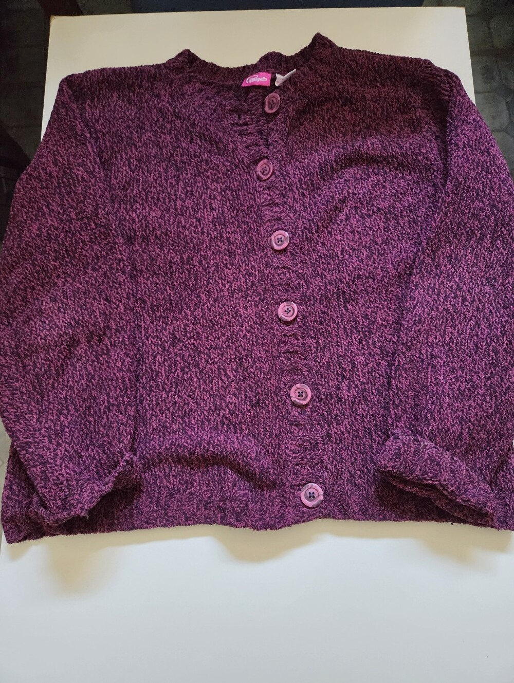 Papagallo Purple Chenille Knit Cardigan XL Chunky Soft Button Front Cozy Sweater